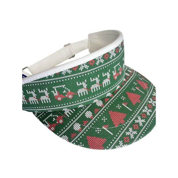 Christmas Imperial Tour Golf Visor Holiday Tree Green Vintage Velcro Hat USA - Picture 1 of 6